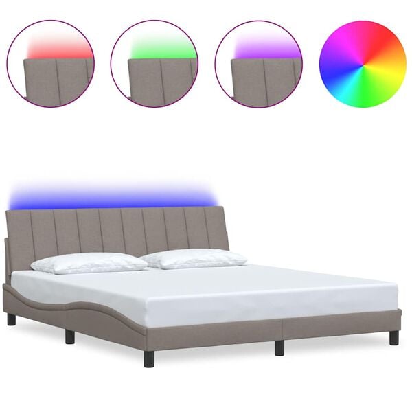 vidaXL Lovos rėmas be čiužinio, Hanko, taupe spalvos, 180x200cm, audinys