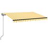 vidaXL Markizė su LED/vėjo jutikliu, geltona/balta, 350x250cm