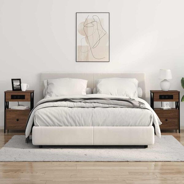 vidaXL &Scaron;alia lovos spintelė su stalčių Rudas ąžuolas 40 x 31 x 60 cm