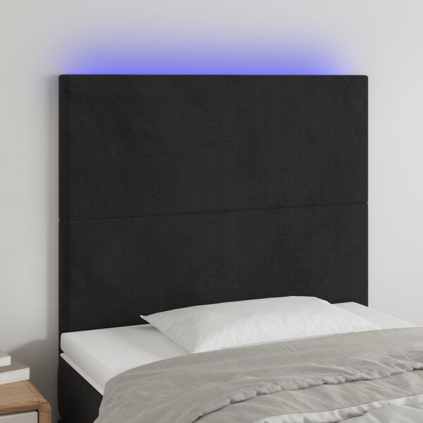 vidaXL Galvūgalis su LED, juodos spalvos, 80x5x118/128cm, aksomas
