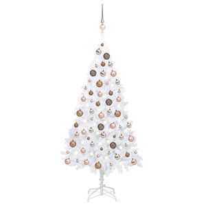 vidaXL Dirbtinė Kalėdų eglutė su žaisliukais, balta, 120cm, PVC