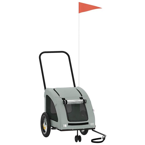 vidaXL Dviračio priekaba augintiniams, pilka, oksfordo audinys/geležis