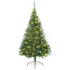 vidaXL Dirbtinis prie&scaron;&scaron;ventinis eglutė su &scaron;viesomis Žalia 210 cm PVC