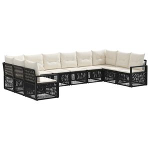 vidaXL Sodo Sofų Rinkinys 10 pcs Juoda poliratanas