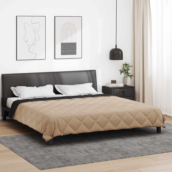 vidaXL Vasaros antklodė Juoda ir taupe 220 x 260 cm Mikropluo&scaron;tas