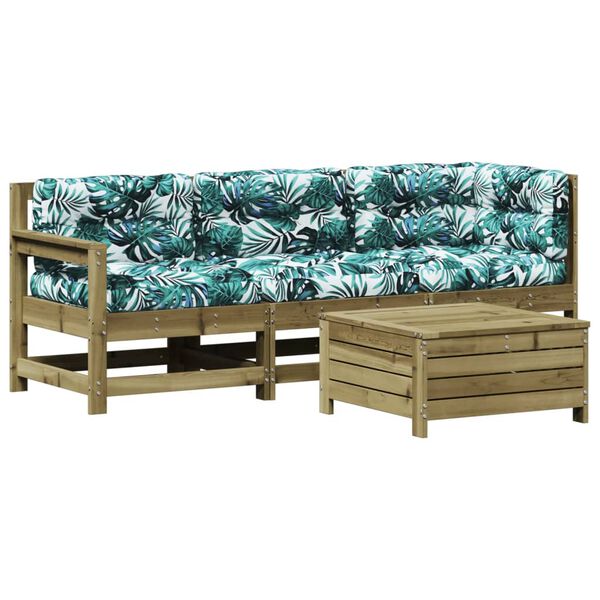 vidaXL Sodo poilsio komplektas su pagalvėlėmis, 4 dalių, pu&scaron;is