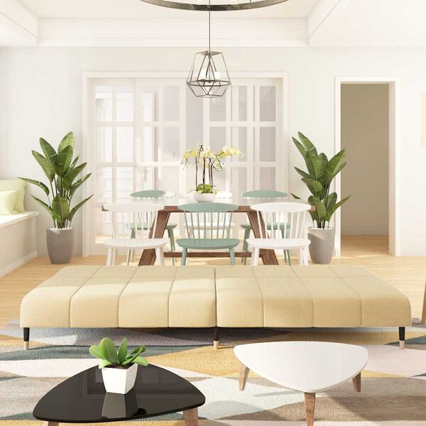 vidaXL Dvivietė sofa-lova, kreminės spalvos, aksomas