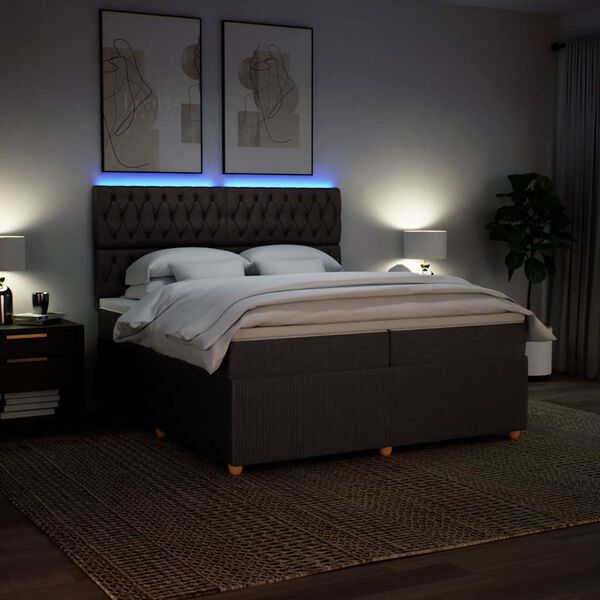 vidaXL Lova su spyruoklėmis ir čiužiniu, ruda, 200x200 cm, audinys