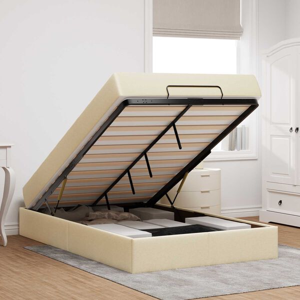 vidaXL Lovos rėmas su čiužiniu su čiužiniu 2 pcs Kreminė audinys