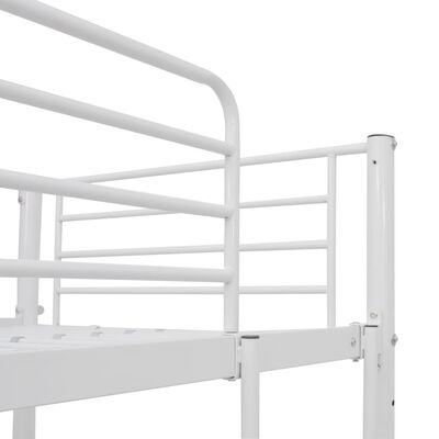 vidaXL Dviaukštė lova su stalu, baltos spalvos, 90x200cm, metalas