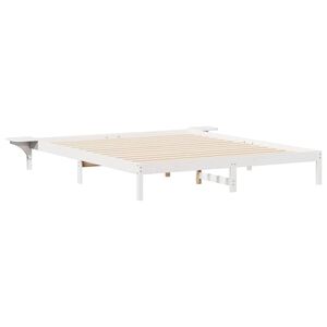 vidaXL Lovos rėmas su &scaron;oninėmis stalelėmis Balta 180 x 210 cm