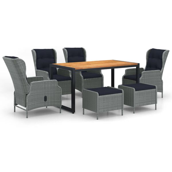 vidaXL Sodo valgomojo baldų komplektas, 7 dalių, &scaron;viesiai pilkas