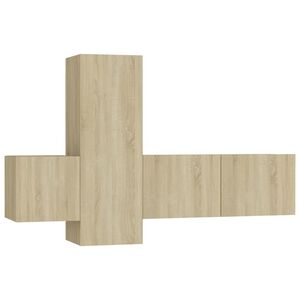 vidaXL Televizoriaus spintelių komplektas, 3 dalių, ąžuolo, mediena