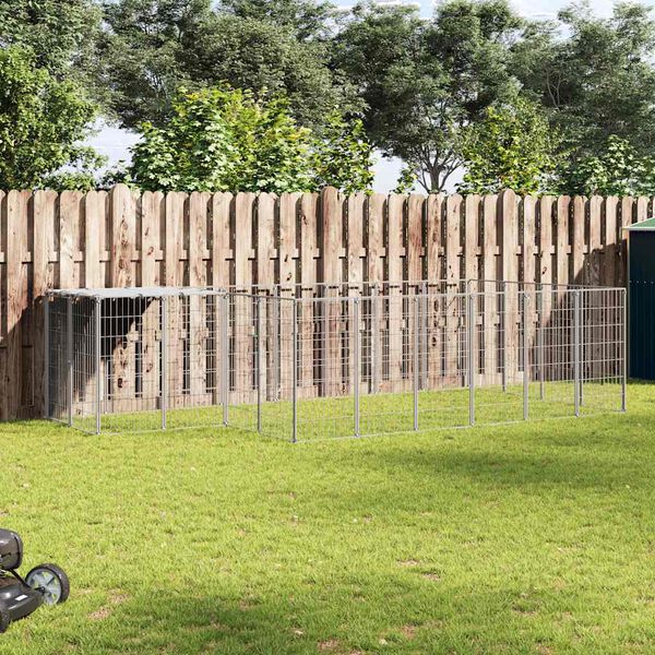 vidaXL Voljeras šunims, sidabrinės spalvos, 8,47 m², plienas