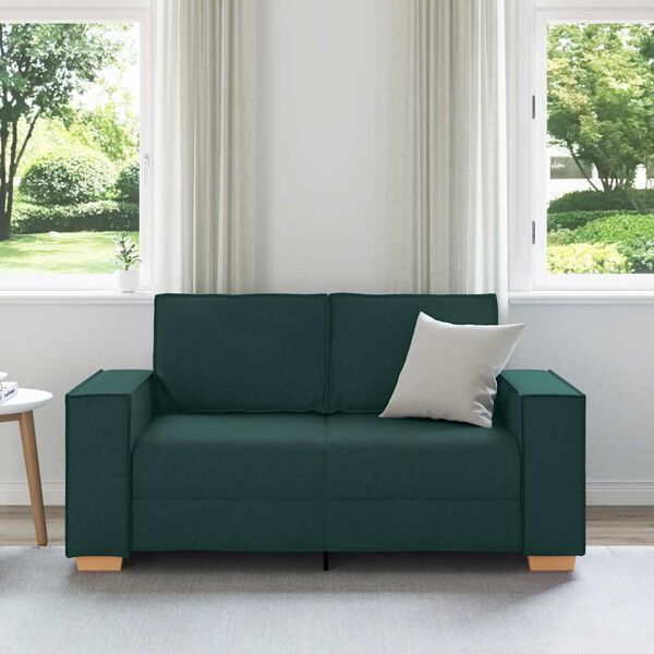 vidaXL Dvivietė sofa, tamsiai žalia, 160x78x84 cm, audinys
