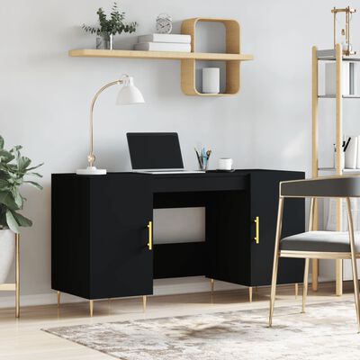 vidaXL Rašomasis stalas, juodos spalvos, 140x50x75cm, apdirbta mediena