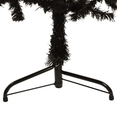 vidaXL Siaura dirbtinė pusinė Kalėdų eglutė su stovu, juoda, 120cm