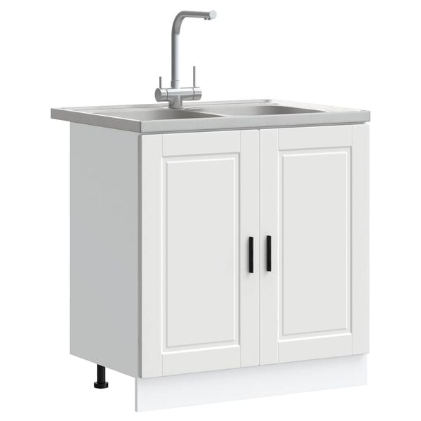 vidaXL Kriau&scaron;ės pagrindinė spintelė Porto 2 pcs Balta Apdirbta mediena