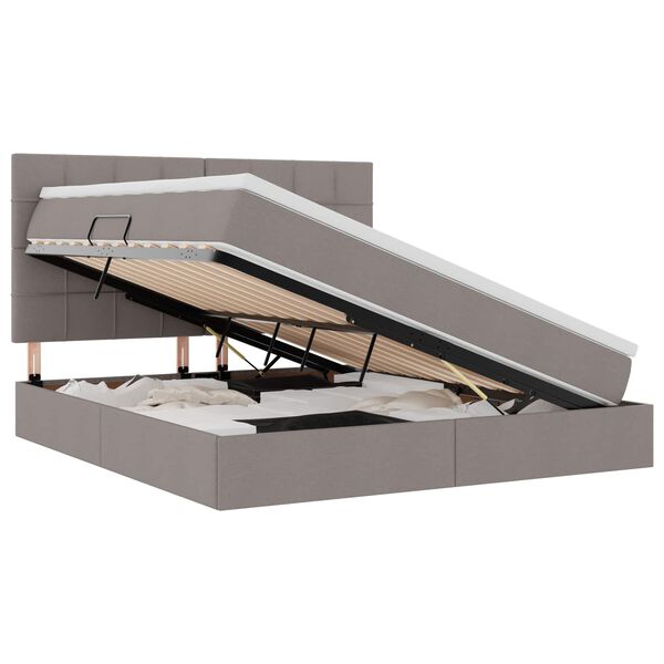 vidaXL Lova su daiktų laikymo vieta ir LED su LED Taupe 180 x 200 cm