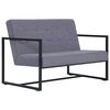 vidaXL Dvivietė sofa su porankiais, &scaron;viesiai pilka, plienas ir audinys