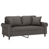 vidaXL Dvivietė sofa su pagalvėmis, pilka, 140cm, dirbtinė oda
