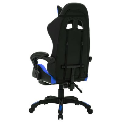 vidaXL Žaidimų kėdė su LED lemputėmis, mėlyna ir juoda, dirbtinė oda