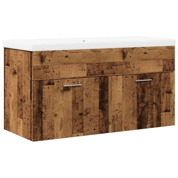 vidaXL vonios kriauklės spintelė su įmontuotu kriaukle, sena mediena