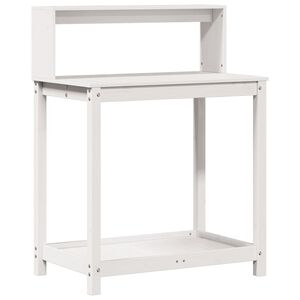 vidaXL Sodinimo stalas su lentynomis, baltas, 82,5x50x109,5cm, pu&scaron;is