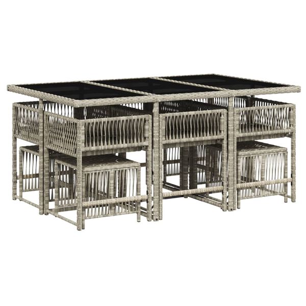 vidaXL Sodo komplektas su pagalvėlėmis, 11 dalių, pilkas, poliratanas