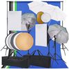 vidaXL Studijos komplektas su &scaron;viesdėžėmis/skėčiais/fonu/reflektoriumi