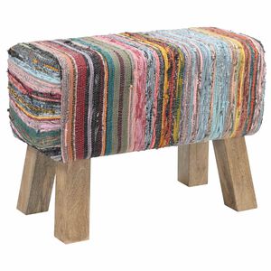 vidaXL suoliukas 60 x 30 x 45 cm Tikra oda Įvairiaspalvis