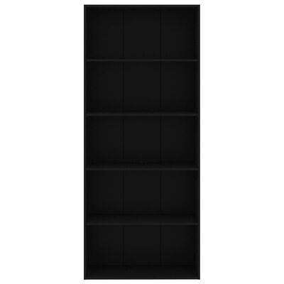 vidaXL Spintelė knygoms, 5 lentynos, juodos spalvos, 80x30x189cm, MDP