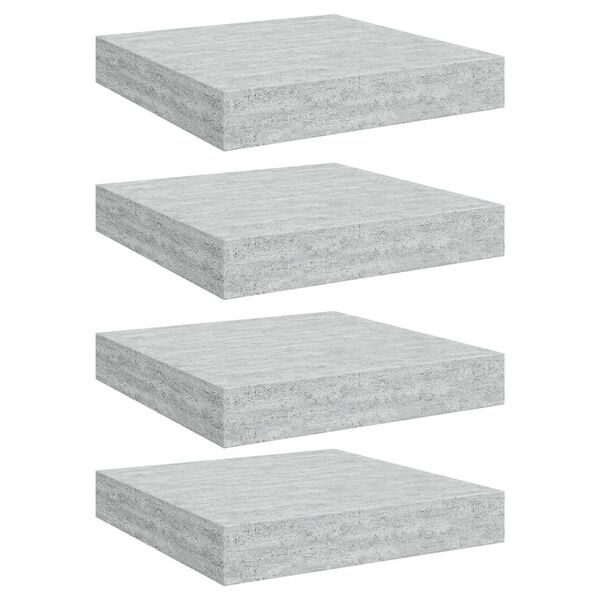 vidaXL Pakabinamos lentynos, 4vnt., betono pilkos, 23x23,5x3,8cm, MDF