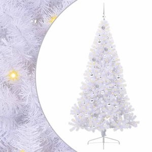 vidaXL Dirbtinė Kalėdų eglutė su 300 LED Balta 210 cm PVC ir Plienas