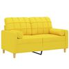 vidaXL Dvivietė sofa su pagalvėlėmis, &scaron;viesiai geltona, 120cm, audinys