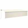 vidaXL Automatinė markizė su uždanga/LED/vėjo jutikliu, kreminė, 6x3m