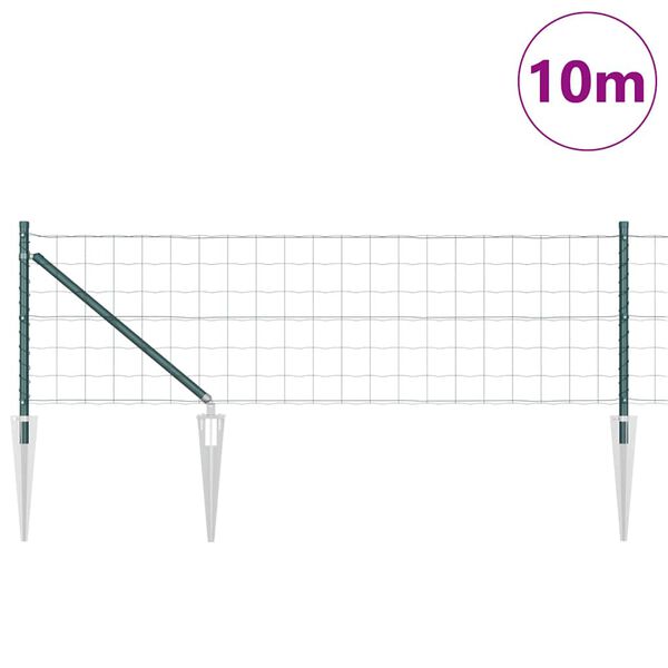 vidaXL Tvora su stulpais Žalia 0,6 x 10 m Plienas ir PVC