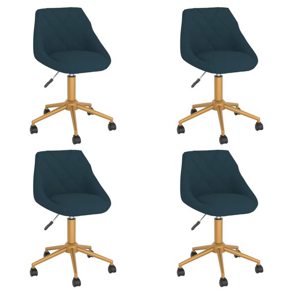 vidaXL Pasukamos valgomojo kėdės, 4vnt., mėlynos spalvos, aksomas