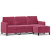 vidaXL Trivietė sofa su pakoja, raudonojo vyno spalvos, 180cm, aksomas