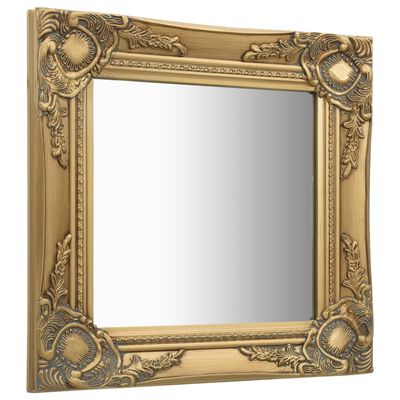 vidaXL Sieninis veidrodis, aukso spalvos, 40x40cm, barokinis stilius