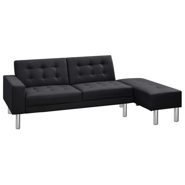 vidaXL Sofa-lova, dirbtinė oda, juoda