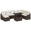 vidaXL Sodo Sofų Rinkinys su pagalve 9 pcs Ruda Poli ratanas