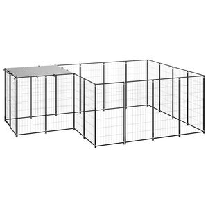 vidaXL Voljeras šunims, juodos spalvos, 6,05 m², plienas