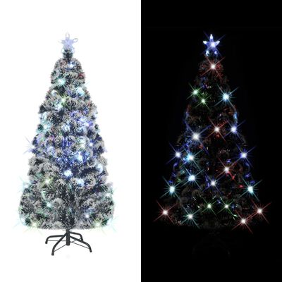 vidaXL Apšviesta Kalėdų eglutė su stovu, 150cm, optinis pluoštas