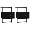 vidaXL Sieninės naktinės spintelės, 2vnt., juodos, 35x30x51cm, mediena