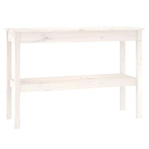 vidaXL Konsolinis staliukas, baltas, 110x40x75cm, pu&scaron;ies masyvas