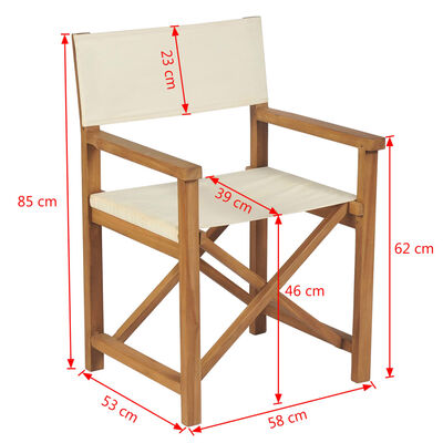 vidaXL Sulankstoma režisieriaus kėdė, tikmedžio medienos masyvas