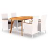 vidaXL Sodo valgomojo baldų komplektas, 5 dalių, baltos spalvos
