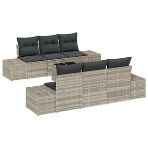 vidaXL Sodo Sofų Rinkinys 8 pcs &Scaron;viesiai pilka ir tamsiai pilka