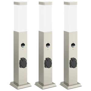 vidaXL &Scaron;viestuvai su jutikliu ir lizdu, 3 vnt., 50 cm, nerūdijantis plienas, IP44